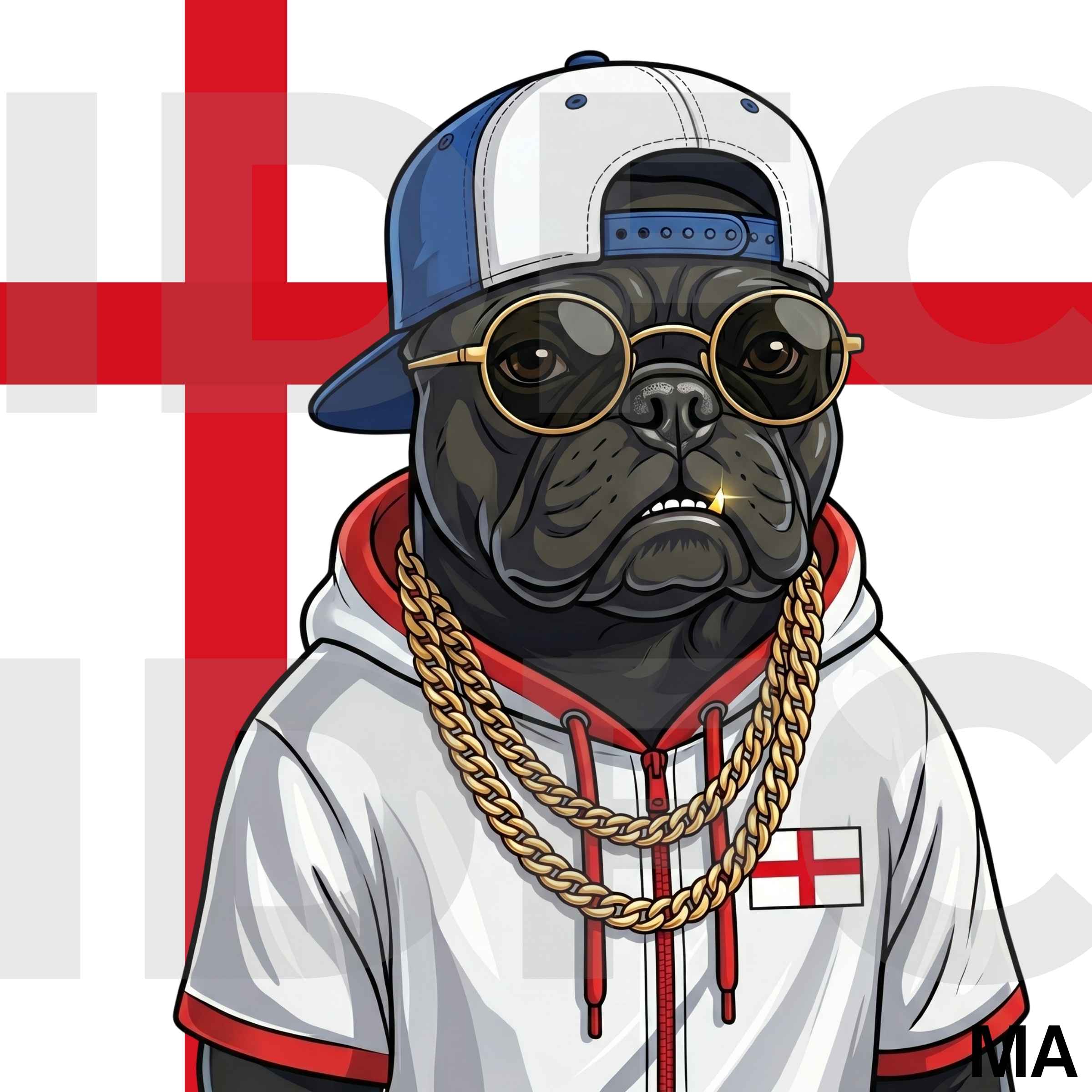 The Governor, a French bulldog in England-inspired clothing