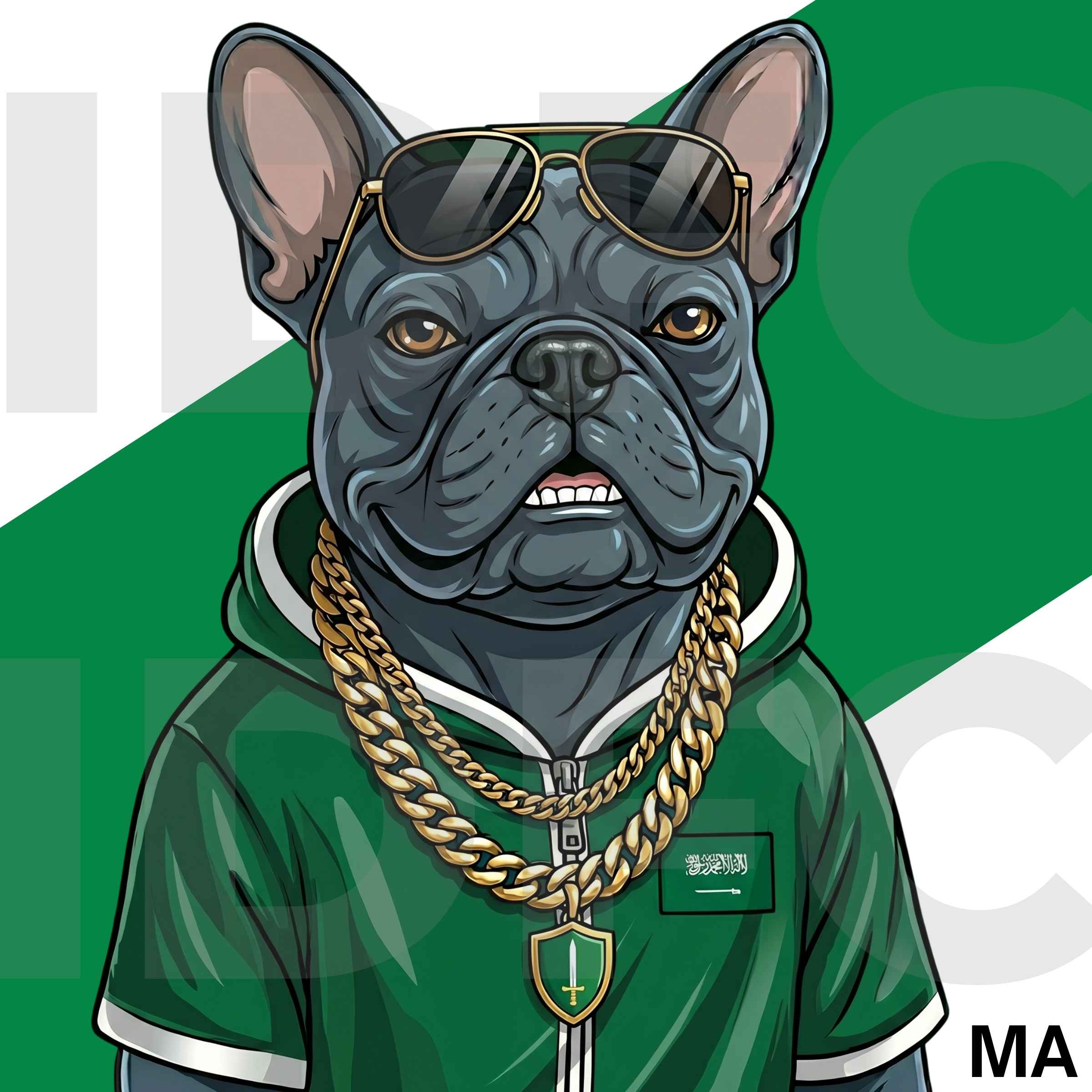 The Sheikh, a French bulldog in Saudi Arabia-inspired clothing
